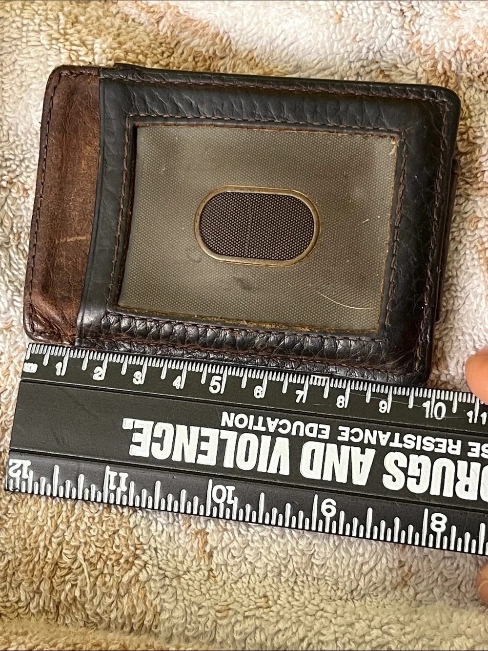 Ariat Dark Brown Leather Money Clip with Silver Shield Emblem